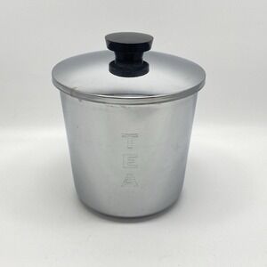 Vintage Everedy Polished Stainless Steel TEA Canister Mid Century Modern Kitchen
